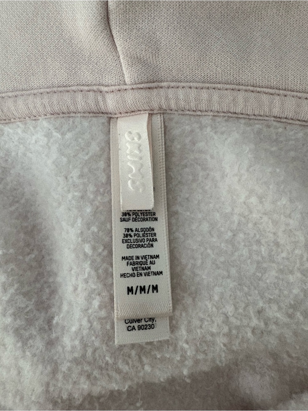 SKIMS Cotton Fleece Zip-Up Hoodie in barely pink size M - Picture 2 of 2